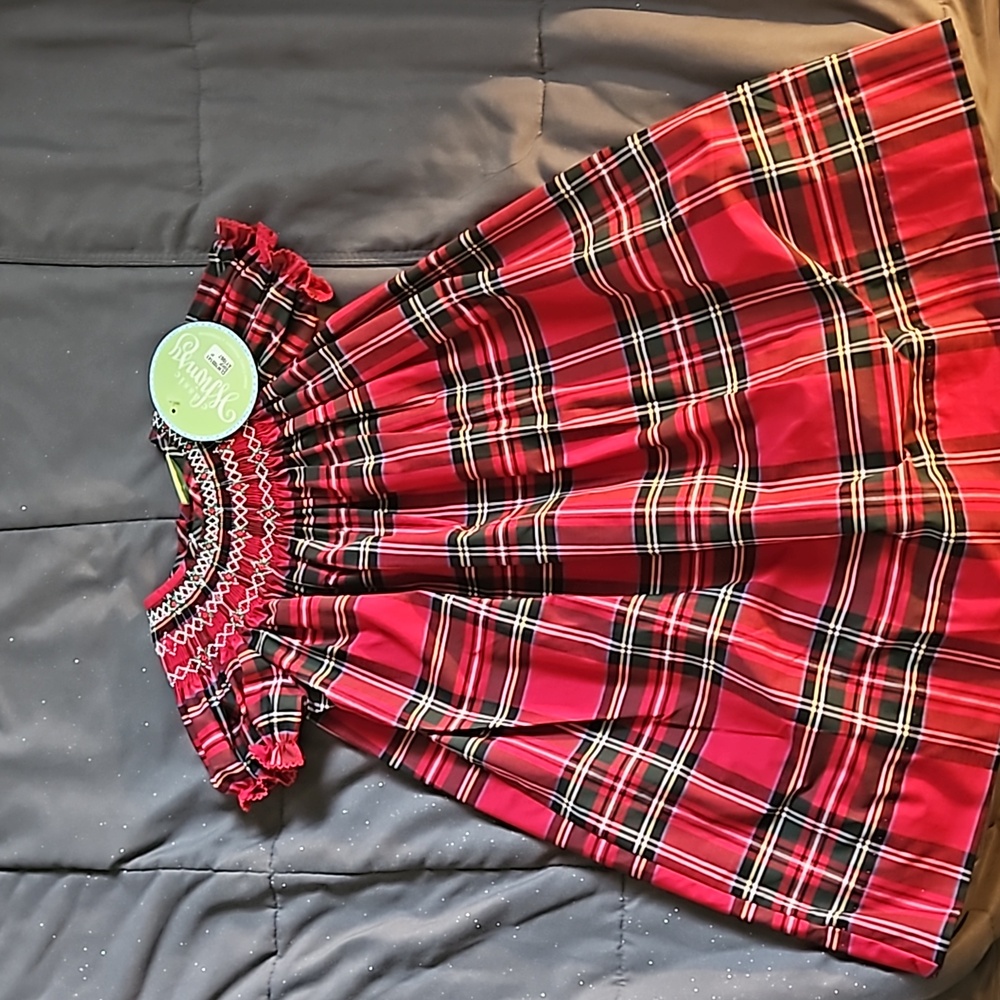 Smocked plaid toddler dress